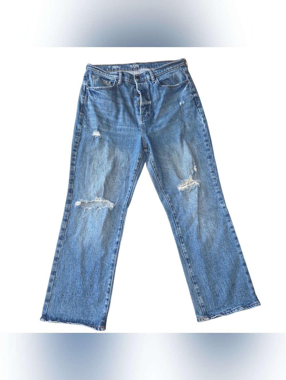 Anna Women’s Blue Straight Leg Distressed Jeans